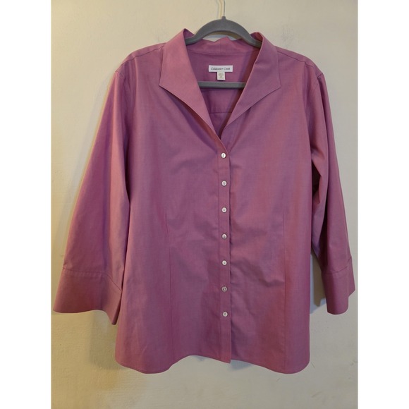 Coldwater Creek Women's Size 3x(24-26) Pink 3/4 Sleeve No Iron Button Down Top - Picture 1 of 7